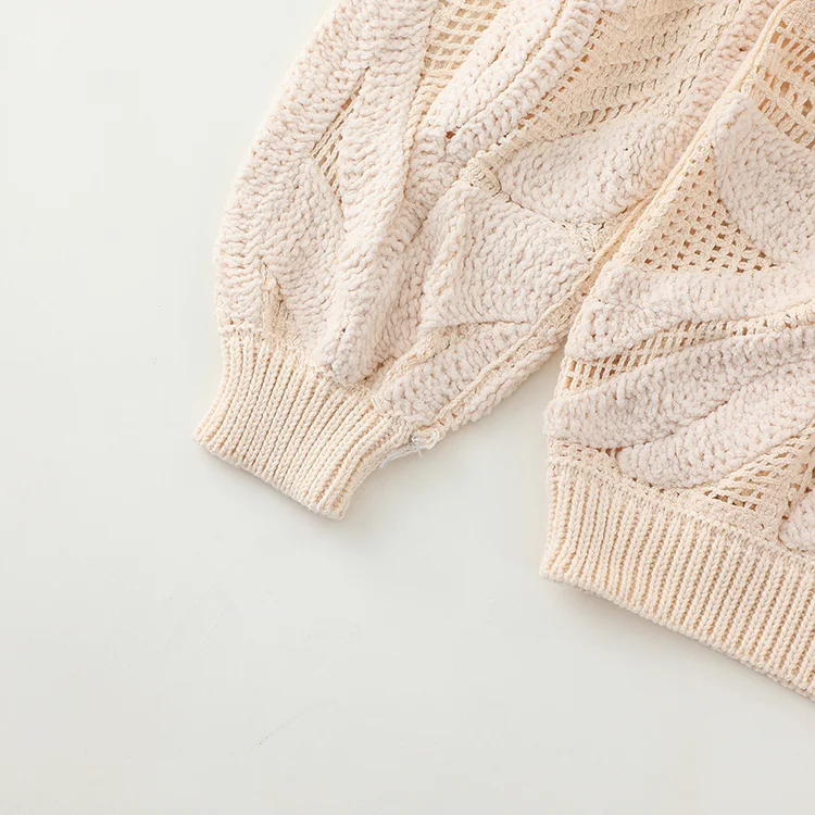 Textured Leaf Motif Crochet Sweater - FM0102000199