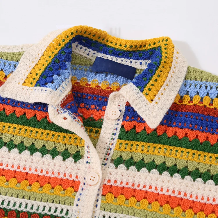 Floral Patchwork Crochet Long Sleeve Crop Top - FM0103000124