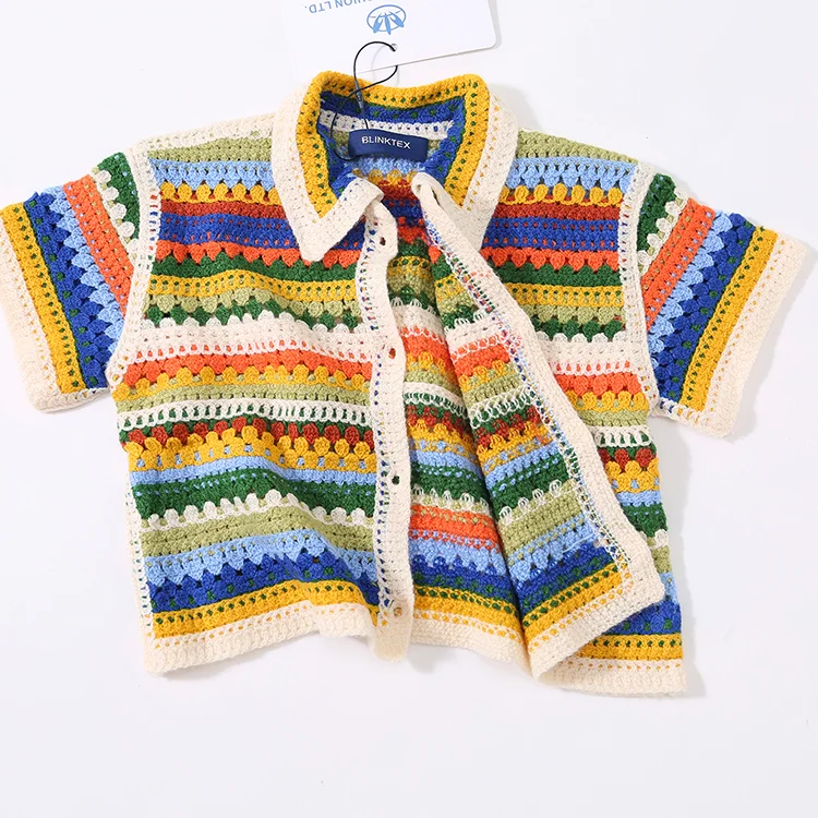 Floral Patchwork Crochet Long Sleeve Crop Top - FM0103000124