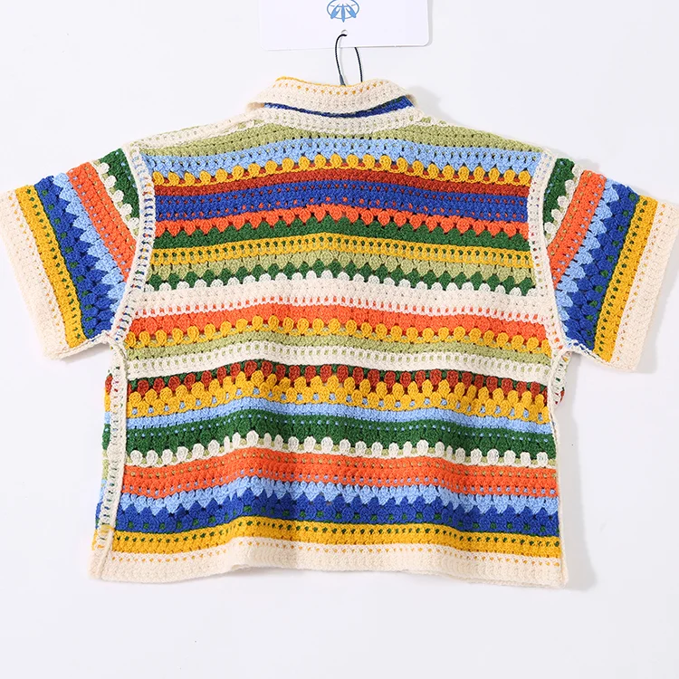 Floral Patchwork Crochet Long Sleeve Crop Top - FM0103000124