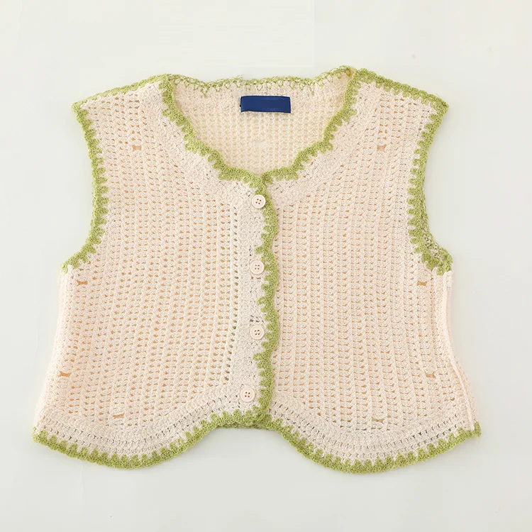 Floral Border Crochet Knit Crop Top - FM0103000126