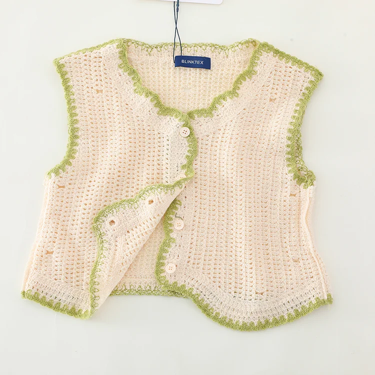 Floral Border Crochet Knit Crop Top - FM0103000126