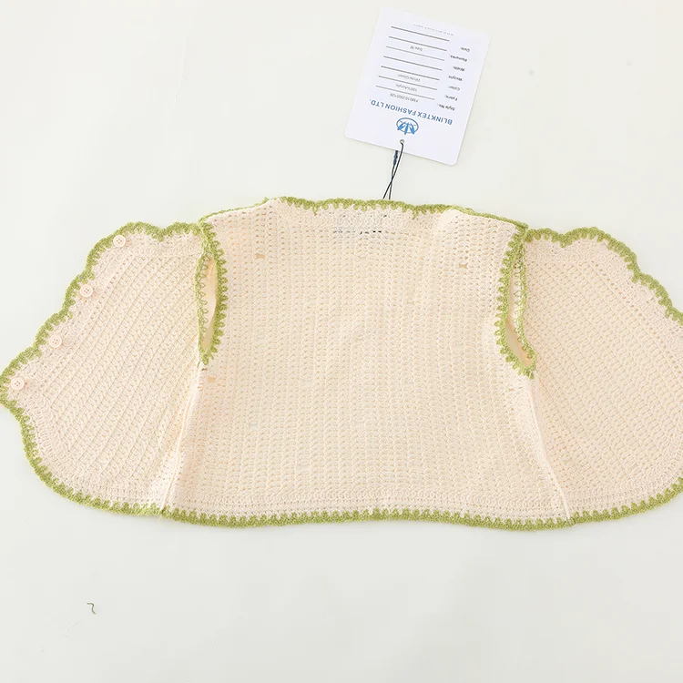 Floral Border Crochet Knit Crop Top - FM0103000126