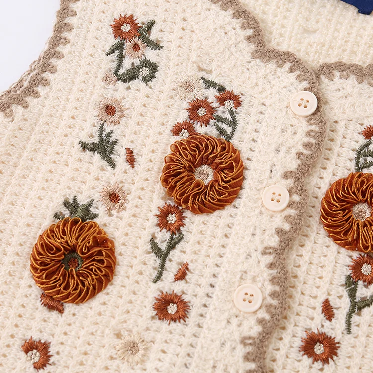 Ribbon Floral Crochet Vest - FM0103000129