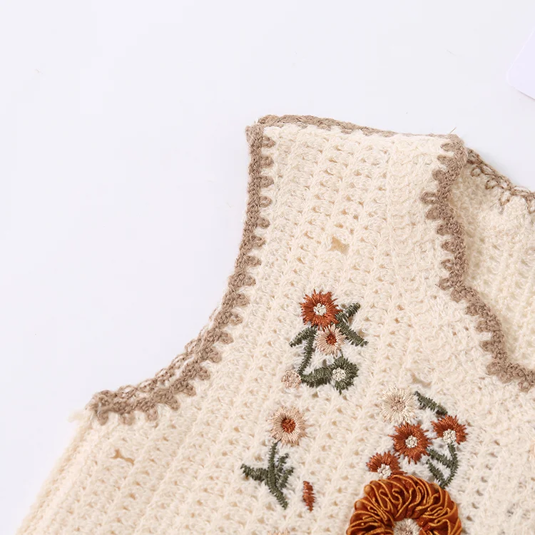 Ribbon Floral Crochet Vest - FM0103000129