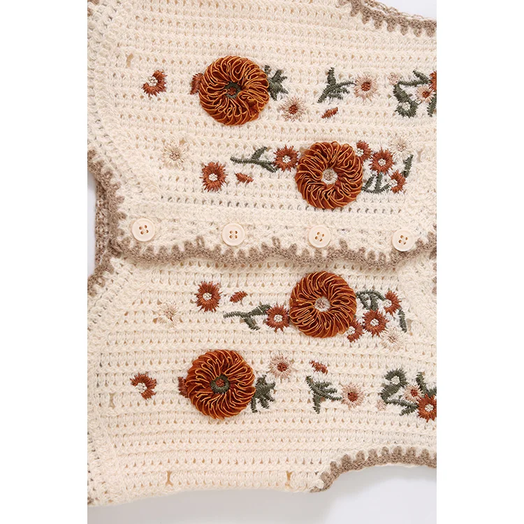 Ribbon Floral Crochet Vest - FM0103000129