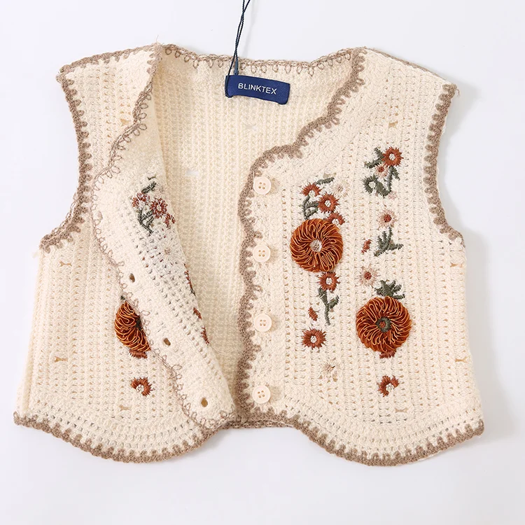 Ribbon Floral Crochet Vest - FM0103000129