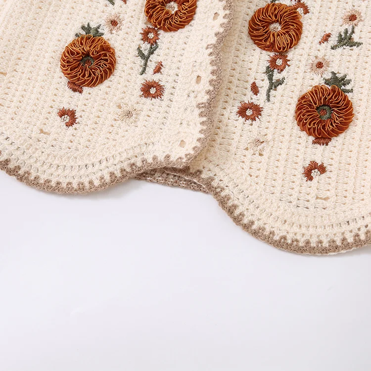 Ribbon Floral Crochet Vest - FM0103000129