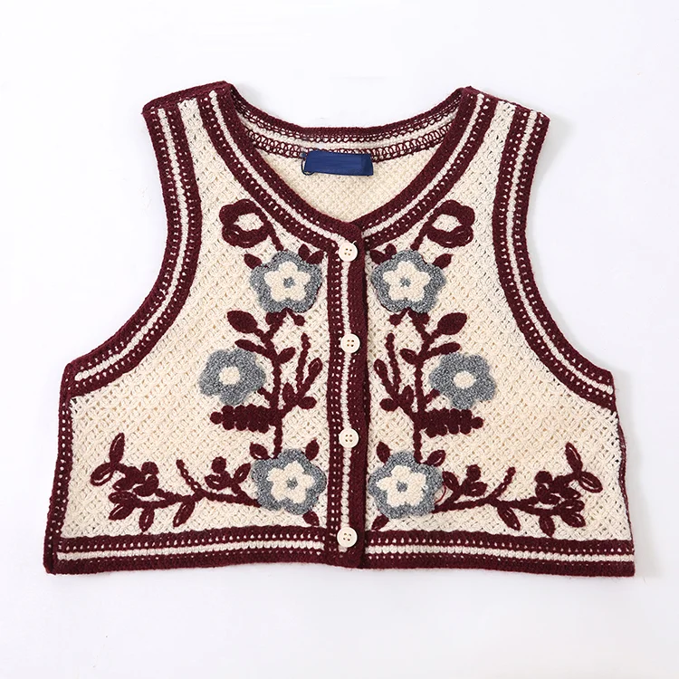 Floral Patch Crochet Vest - FM0103000130