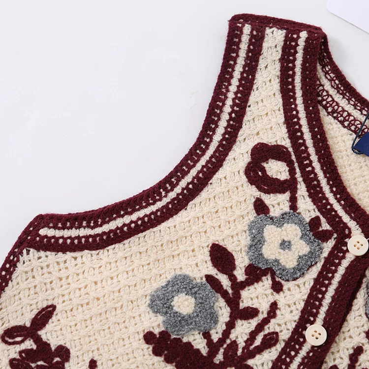 Floral Patch Crochet Vest - FM0103000130