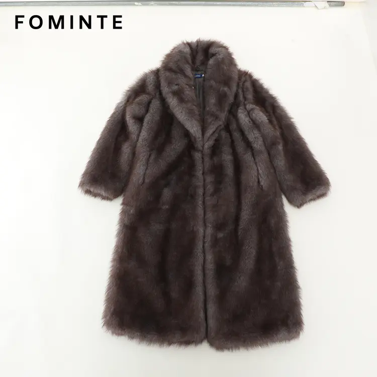Wholesale Long Faux Mink Fur Robe Coat - FM0202000055