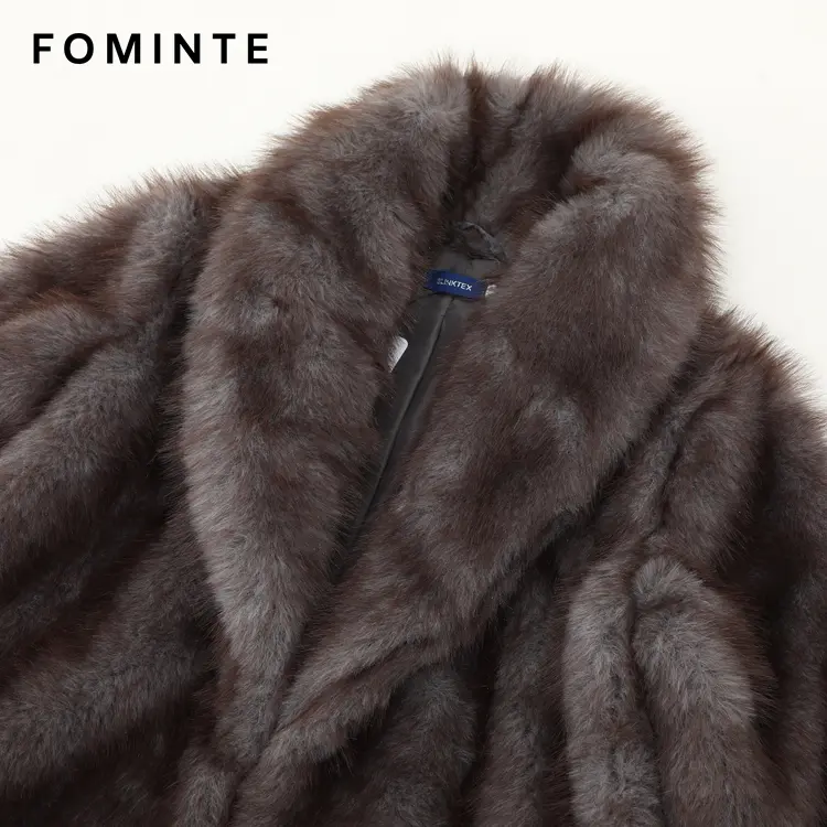 Wholesale Long Faux Mink Fur Robe Coat - FM0202000055