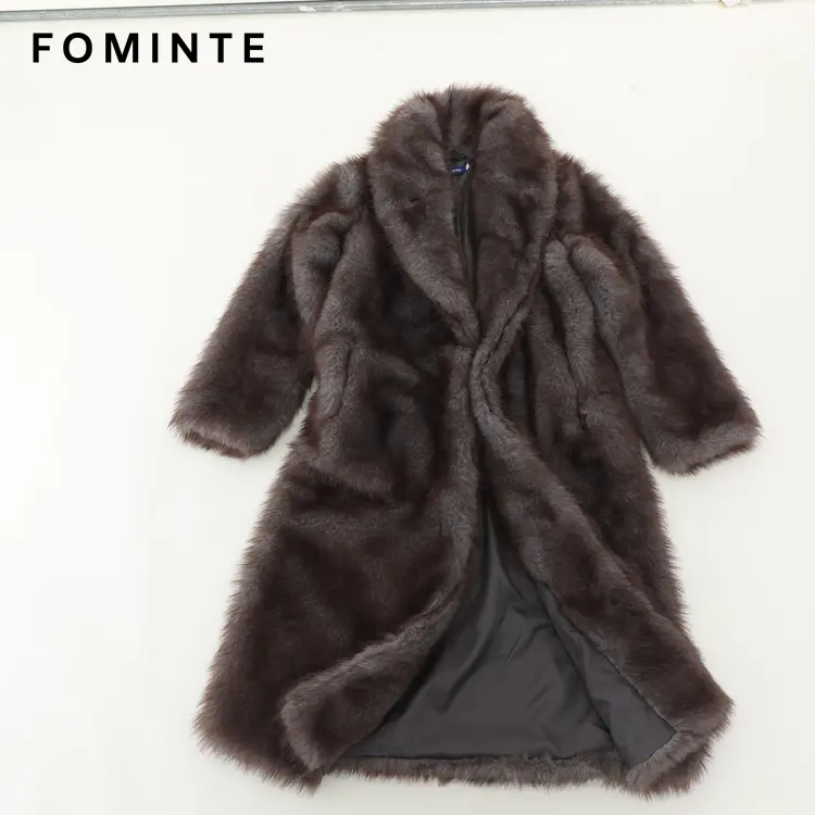 Wholesale Long Faux Mink Fur Robe Coat - FM0202000055