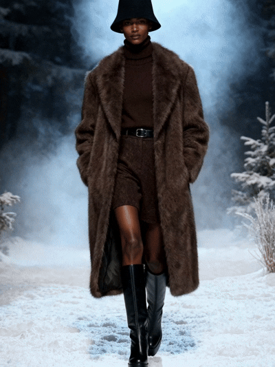 Long Faux Mink Fur Robe Coat - FM0202000055