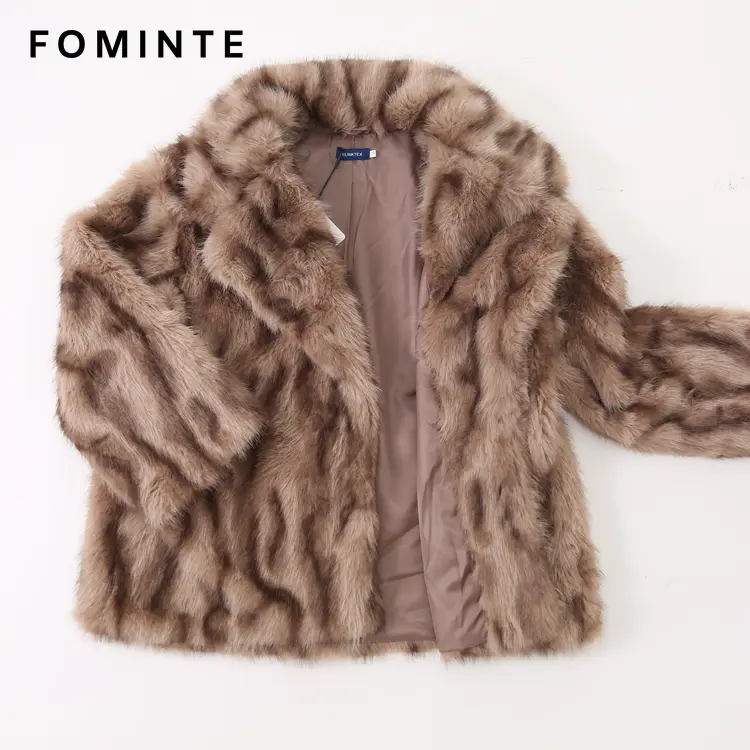 Wholesale Striped Faux Fur Jacket - FM0202000057
