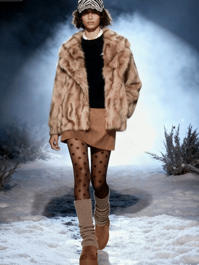 Striped Faux Fur Jacket - FM0202000057