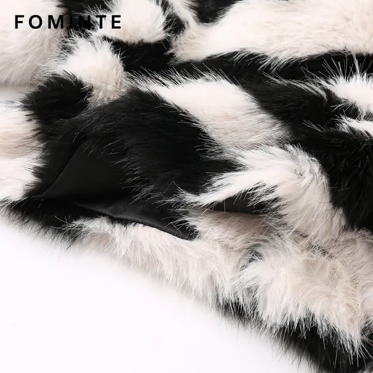 Wholesale Cropped Zebra Print Faux Fur Jacket - FM0202000058