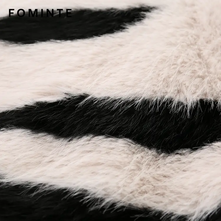 Wholesale Cropped Zebra Print Faux Fur Jacket - FM0202000058
