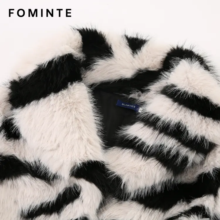Wholesale Cropped Zebra Print Faux Fur Jacket - FM0202000058