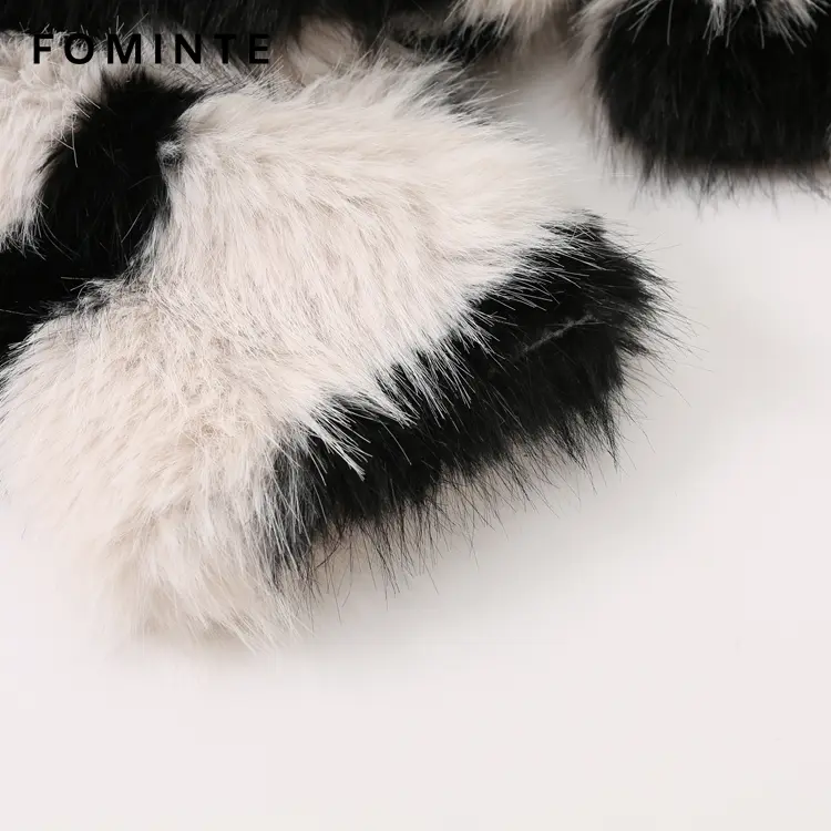 Wholesale Cropped Zebra Print Faux Fur Jacket - FM0202000058