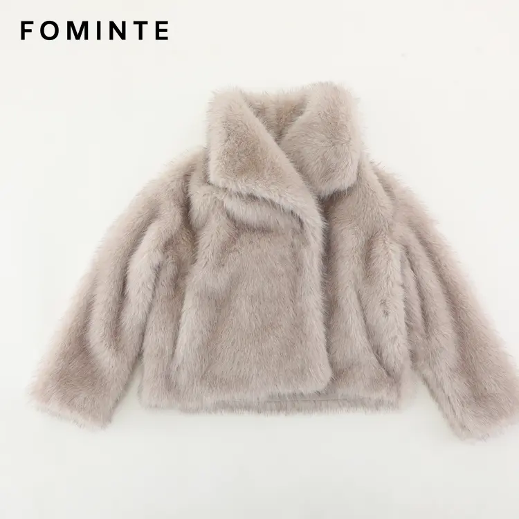 Wholesale Cropped Faux Mink Jacket with Snaps - FM0202000059