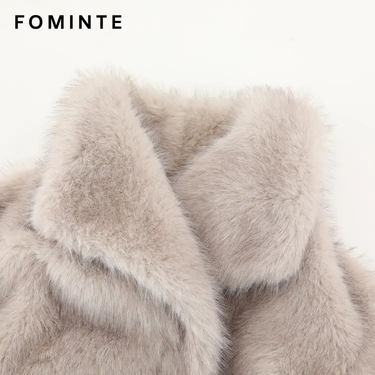 Wholesale Cropped Faux Mink Jacket with Snaps - FM0202000059