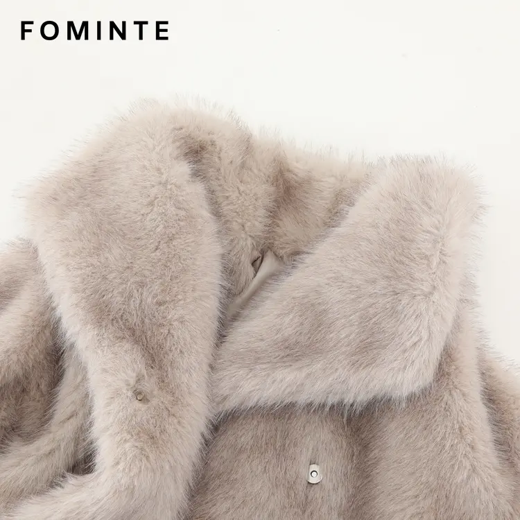 Wholesale Cropped Faux Mink Jacket with Snaps - FM0202000059