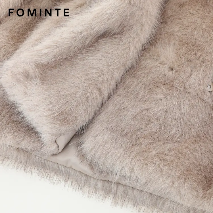 Wholesale Cropped Faux Mink Jacket with Snaps - FM0202000059