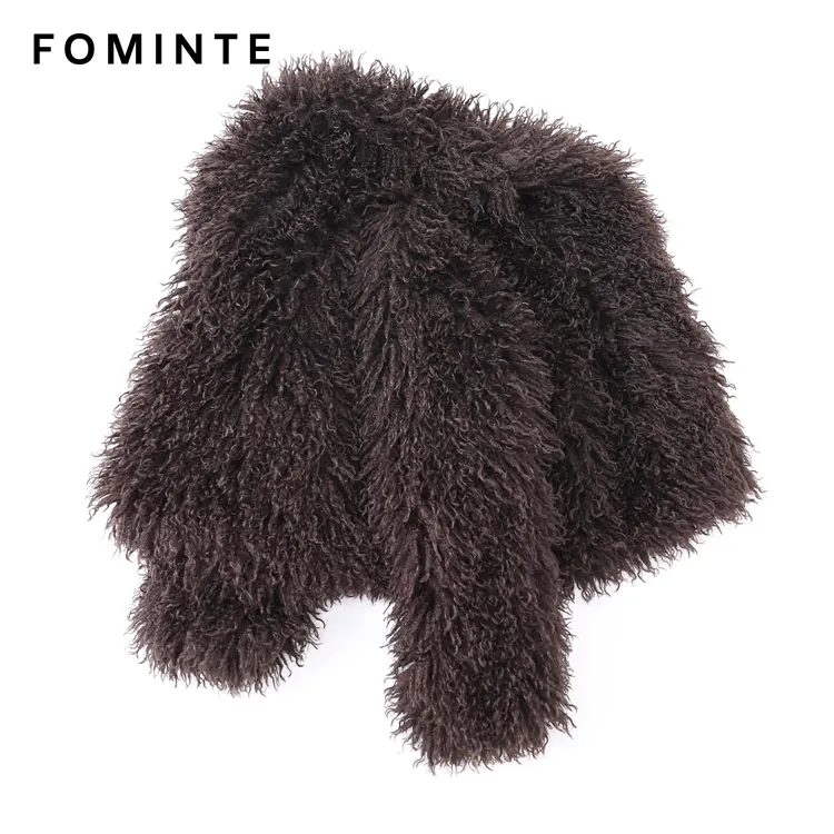 Wholesale Cropped Faux Mongolian Lamb Coat - FM0202000061