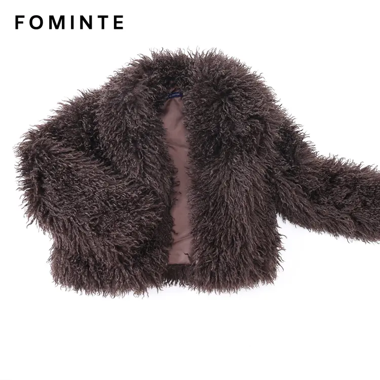 Wholesale Cropped Faux Mongolian Lamb Coat - FM0202000061