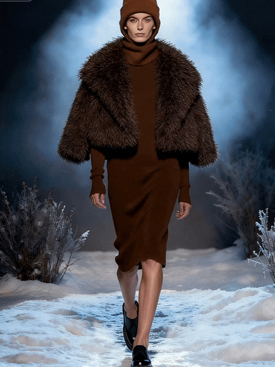 Cropped Faux Mongolian Lamb Coat - FM0202000061