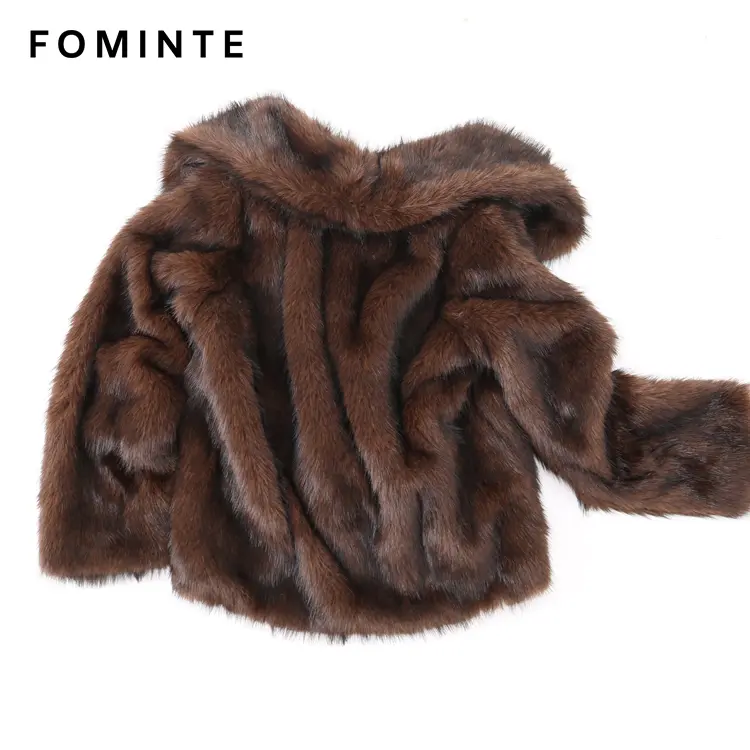 Wholesale Faux Mink Fur Short Coat (Brown) - FM0202000063