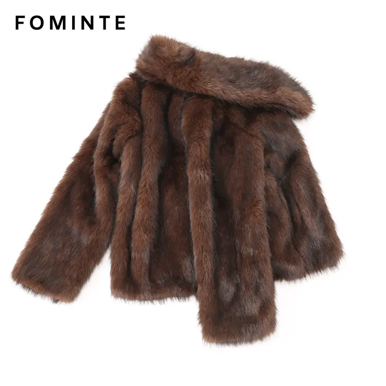Wholesale Faux Mink Fur Short Coat (Brown) - FM0202000063