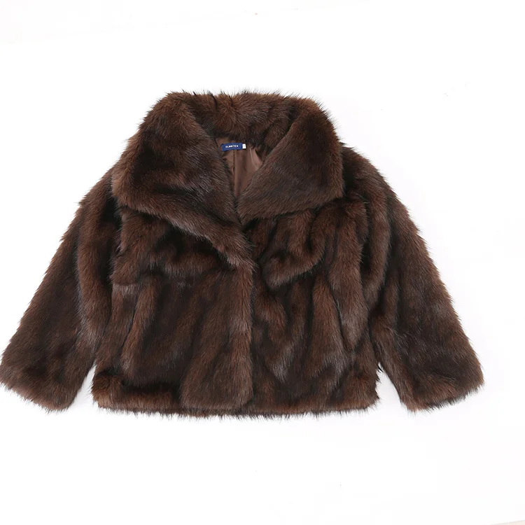 Faux Mink Fur Short Coat (Brown) - FM0202000063