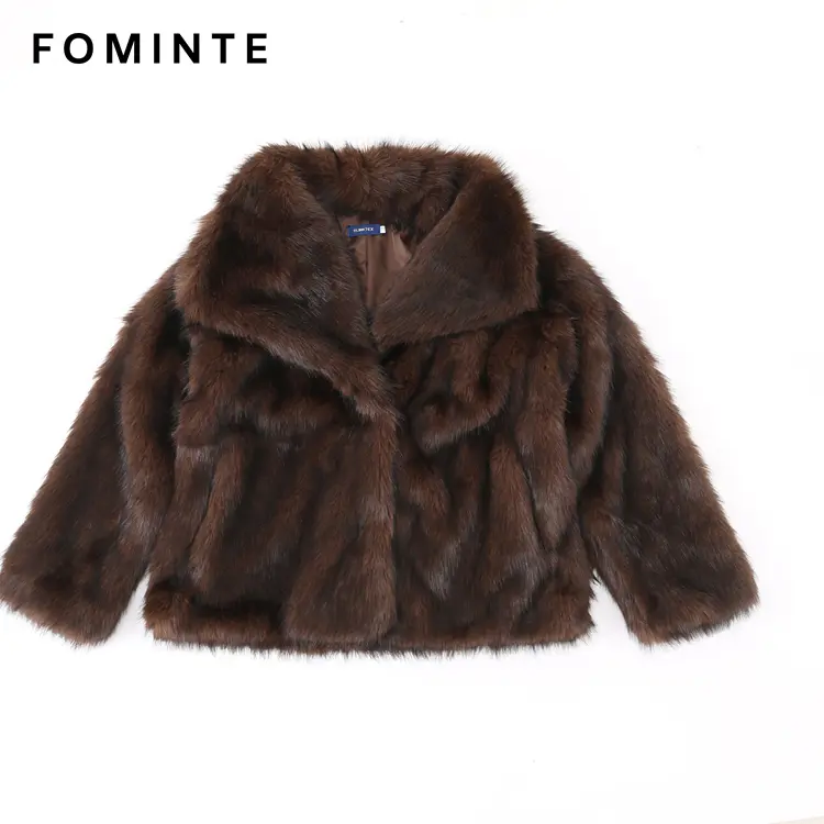 Wholesale Faux Mink Fur Short Coat (Brown) - FM0202000063