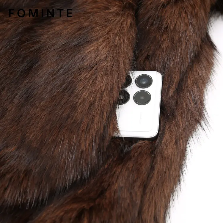 Wholesale Faux Mink Fur Short Coat (Brown) - FM0202000063