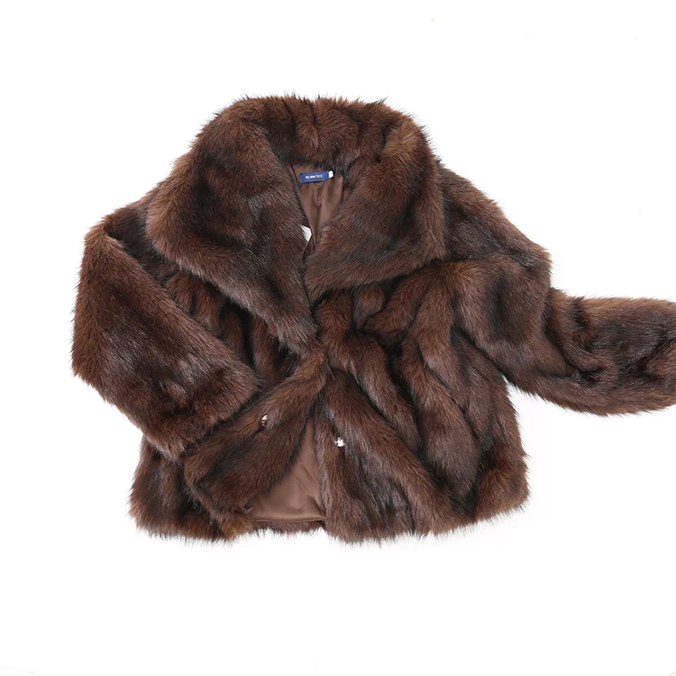 Faux Mink Fur Short Coat (Brown) - FM0202000063