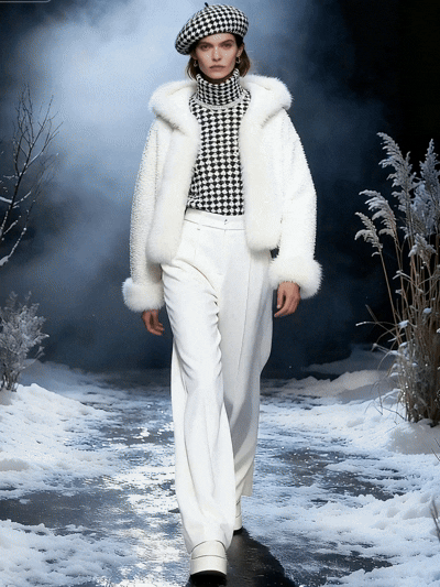 Cropped Teddy Fleece Jacket with Faux Fox Fur - FM0202000065