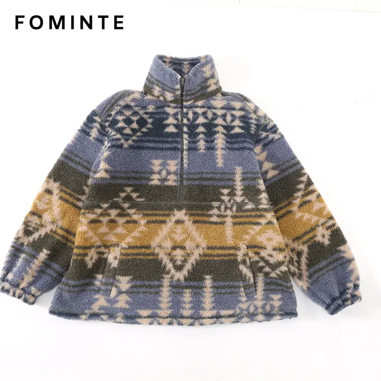 WholesaleMulti-Color Printed Sherpa Fleece Pullover - FM0302000067