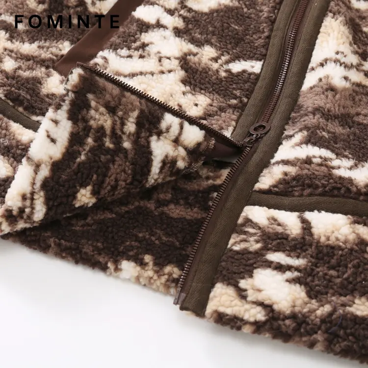 WholesalePrinted Sherpa Fleece Jacket (Coffee Camo) - FM0302000068