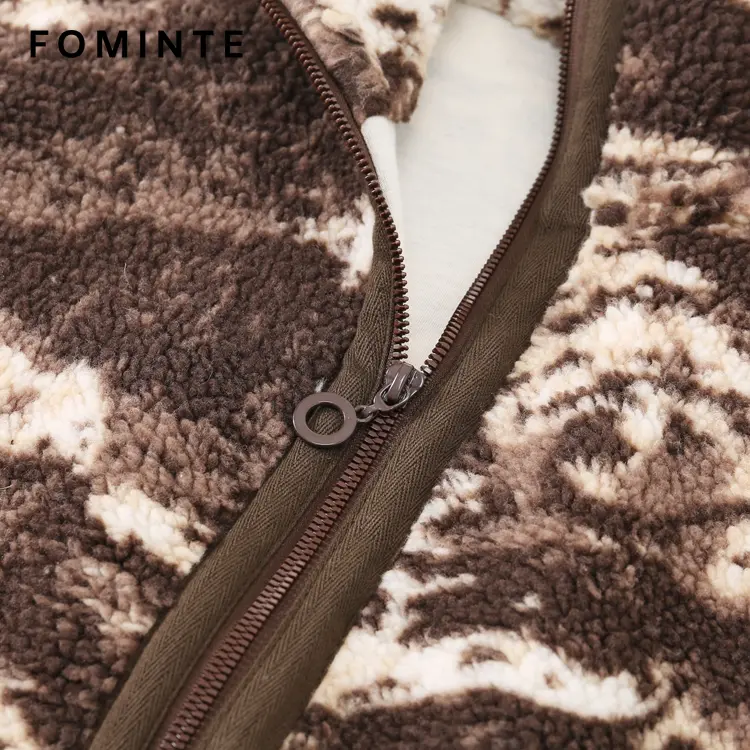 WholesalePrinted Sherpa Fleece Jacket (Coffee Camo) - FM0302000068