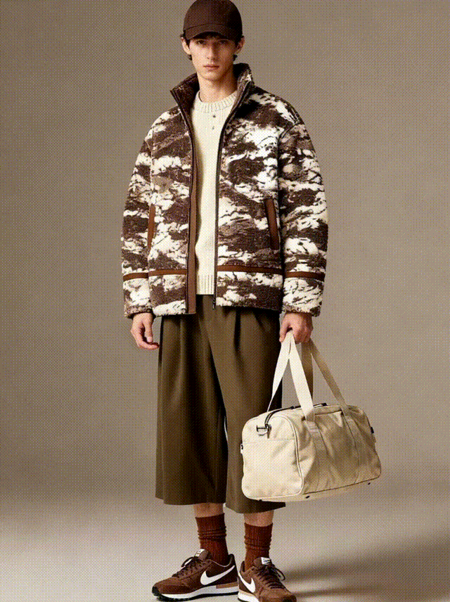 Printed Sherpa Fleece Jacket (Coffee Camo) - FM0302000068