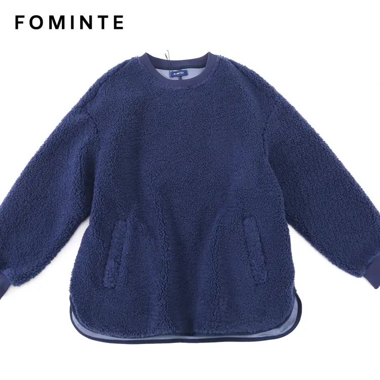 WholesaleOversized Sherpa Crewneck with Embossed Rose Back Detail - FM0302000071