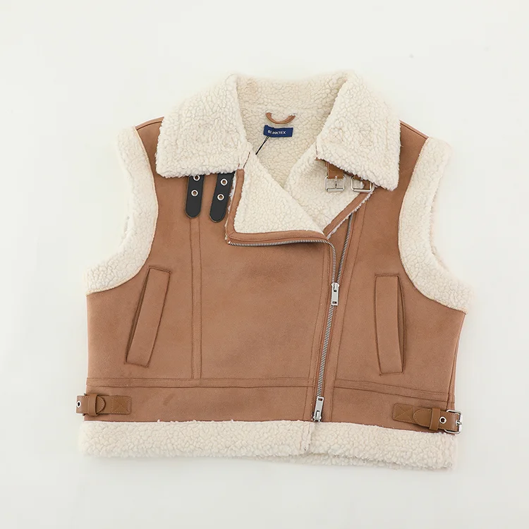 Faux Shearling Biker Vest - FM0302000072
