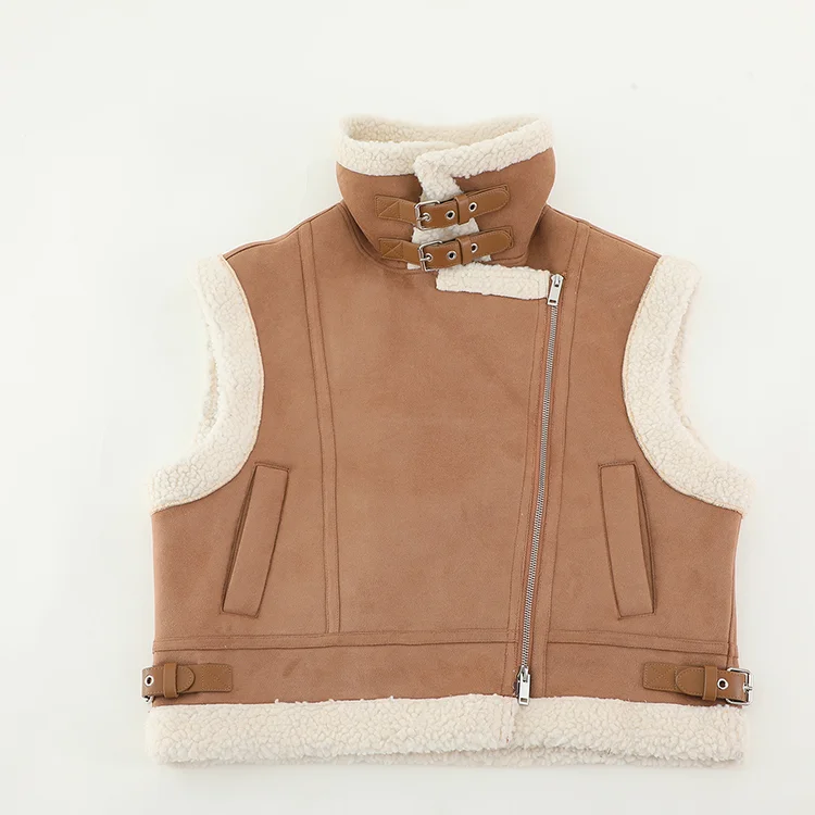 Faux Shearling Biker Vest - FM0302000072