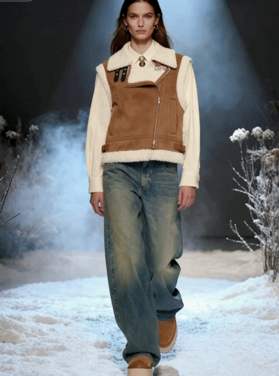 Faux Shearling Biker Vest - FM0302000072