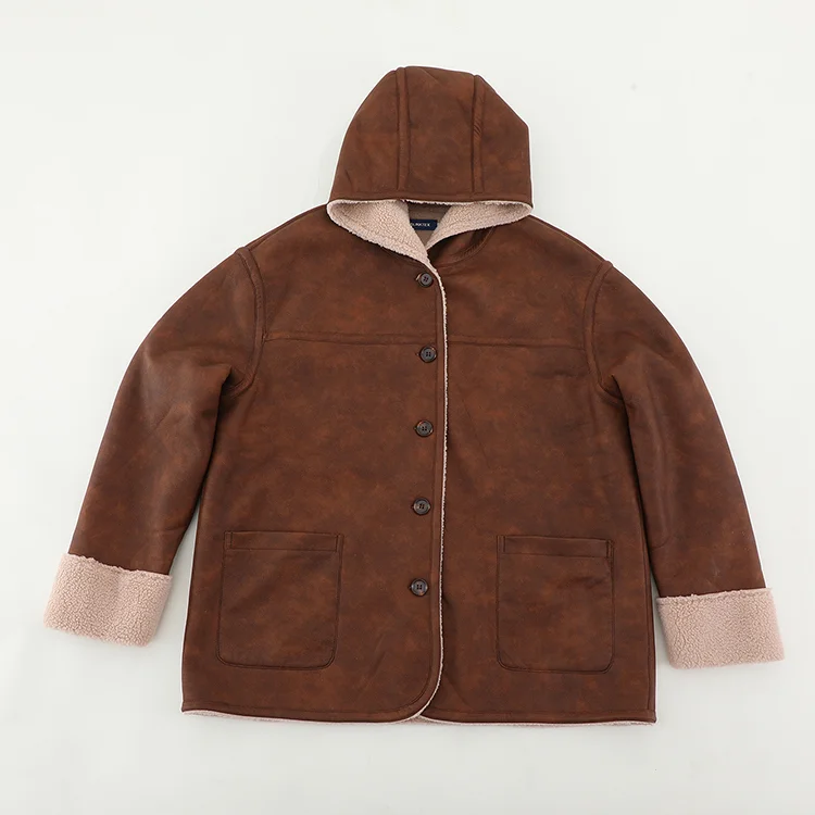 Hooded Faux Shearling Car Coat - FM0302000075