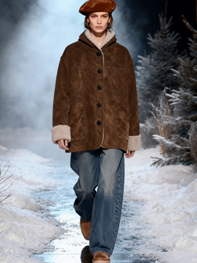 Hooded Faux Shearling Car Coat - FM0302000075