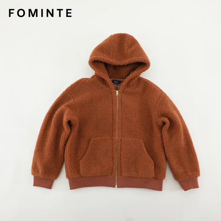 WholesaleHooded Teddy Sherpa Bomber Jacket (Rust Brown) - FM0302000077