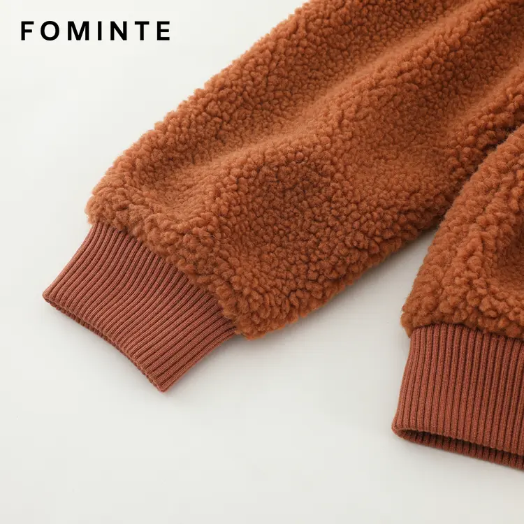 WholesaleHooded Teddy Sherpa Bomber Jacket (Rust Brown) - FM0302000077